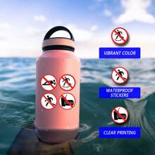 62张趣味禁止标志贴纸，可爱警告贴纸，萌系卡通涂鸦贴纸，适用于水瓶、笔记本电脑、手机、滑板、吉他、行李箱、剪贴簿、头盔、自行车、摩托车、汽车、派对装饰、礼品贴纸