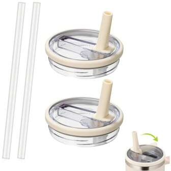 1/2 包可替换的玻璃杯翻盖吸管盖，适用于 40 盎司，防漏玻璃杯吸管盖，可重复使用的玻璃杯盖，适用于 40 盎司杯盖替换