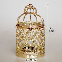 1PC Desktop Iron Home Hollow Candlestick Birdcage Shape European Style Light Luxury Gold Candlestick Decoration Iron Ornaments Christmas Candlestick Decoration.