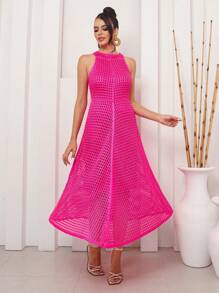 Women Sweater Dresses - Hot Pink - View 1
