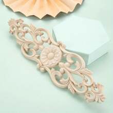 2 pezzi Applique decorative in legno non dipinto, Decalcomanie di intaglio lungo per mobili per armadi, specchi, cassettiere, pareti, armadi, letti - Beige - Visualizzare 7