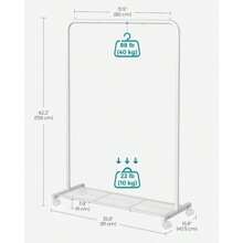 SONGMICS Bánh xe, Giá treo quần áo bằng kim loại 25,4 mm có kệ lưu trữ lưới dày, Tải trọng 110 lb, 2 phanh, Màu trắng mây 15,9" D X 35,8" W X 62,2" H Đồ trang trí Halloween Trang phục Halloween Đồ trang trí mùa thu Đồ trang trí lễ hội, Mùa xuân, Tối giản, Áo mùa hè - trắng - Xem 3