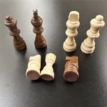 32 piezas de ajedrez de madera, juego de ajedrez internacional con palabras, accesorios para juego de ajedrez - Color caoba - Ver 2