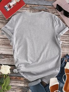 Viscolycra Basic T-Shirt Blouse - 灰色 - 查看 3