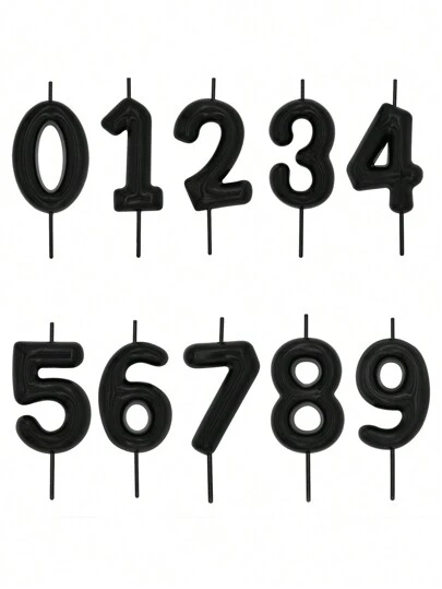 1 件黑色/红色/蓝色 6 厘米数字生日蛋糕蜡烛 0-9，派对装饰