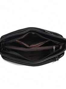 高品质女士真皮斜挎包，奢华设计师款单肩斜挎包，女士钱包和手提包 - 黑色 - 查看 10