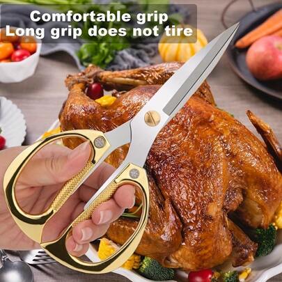 1pc, Kitchen Scissors Heavy Duty Stainless Steel All Purpose Kitchen Shears Tool With Ergonomic Handle For Herbs, Vegetable, Meat, Food, Pruning Plants Bonsai, Arts Crafting,