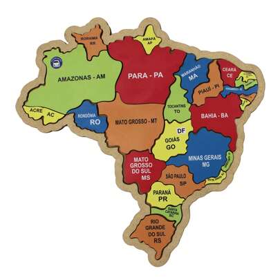Shopping do MDF Brinquedo Educativo Mapa Brasil Encaixe Mdf