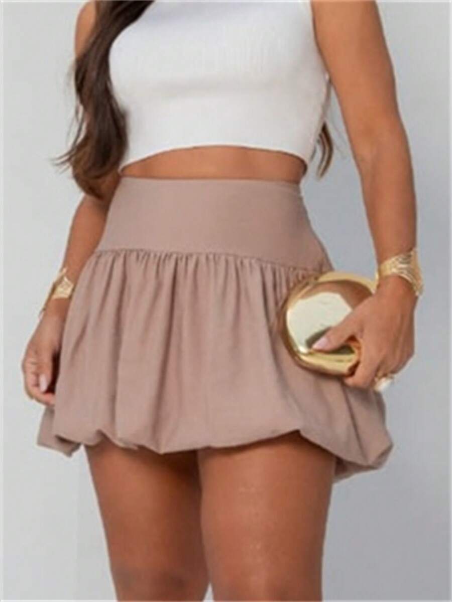 Women's Pleated Balloon Skirt, Gringa Fashion - 米色 - 查看 1