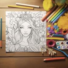 KETINAU 1pc Coloring Book,Rose Fairy Theme With Thickened Paper And 25Pages,Upgraded Version And Original Coloring Book Adult Soothing Stress Filling Book A Gift For Festivals, Birthdays, And Parties Back To School,Mother's Day,Mom's Gift,Back To School,School Supplies - Multicolor - View 8