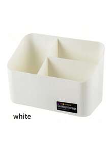 1 件白色创意桌面收纳盒多隔间梳妆台收纳盒、家居装饰收纳盒、化妆品收纳盒 - 3 个隔间、办公桌水笔钢笔收纳盒、返校必备品 - 多色 - 查看 6