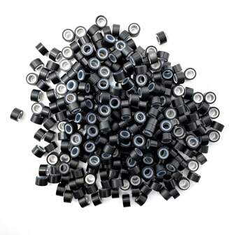 200/500/1000 piezas Perlas de 5 mm para cabello, perlas de trébol de silicona para extensiones de cabello, anillos micro para extensiones de cabello, perlas micro para extensiones, herramientas para extensiones de cabello con plumas