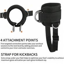 2PCS Adjustable Four-Ring Foot Pedal Ankle Strap For Men Women Gym Cable Machine Hip Abductor Glute Workouts Leg Extensions Curls Booty Exercise Valentine's Day Gift For Couple Lovers - Black - View 10