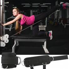2PCS Adjustable Four-Ring Foot Pedal Ankle Strap For Men Women Gym Cable Machine Hip Abductor Glute Workouts Leg Extensions Curls Booty Exercise Valentine's Day Gift For Couple Lovers - Black - View 3