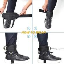 2PCS Adjustable Four-Ring Foot Pedal Ankle Strap For Men Women Gym Cable Machine Hip Abductor Glute Workouts Leg Extensions Curls Booty Exercise Valentine's Day Gift For Couple Lovers - Black - View 8