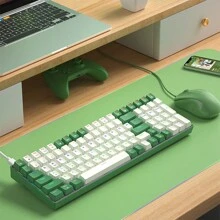 JOMAA Bàn phím chơi game cơ có dây có đèn nền, thiết kế tiện dụng cho văn phòng và chơi game - màu sắc hỗn hợp - Xem 8
