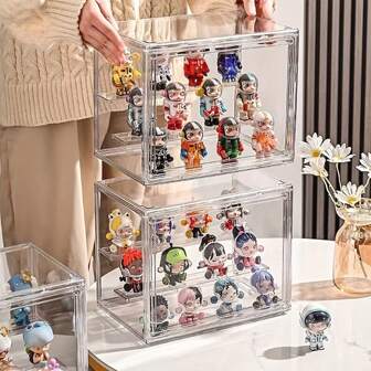 1pc Action Figure Storage Box, Blind Box, Doll Organizer Box, Acrylic Doll Display Box, Clear Storage Box, Assembling Toy Storage & Display Box, Christmas/Valentine's Day/New Year Decoration