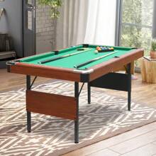 5.5 Ft Portable Pool Table, Billiard Tables, Foldable Pool Table Space-Saving With Billiard Complete Set Of Accessories For Kids And Adults, Indoor Or Outdoor Pool Table - Mocha Brown - View 2