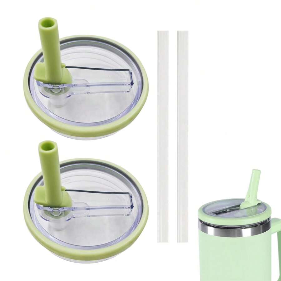 (1 Lid And 1 Straw) Flip Top Straw Replacement For 40 Oz Tumbler, Spill And Splash Proof Car Cup Lid, Reusable Plastic Cup Lid With Straw And Spill Proof Lid