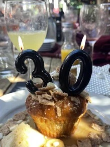 1pc Black/Red/Blue 6cm Numeral Birthday Cake Candles 0-9, Party Decor - Black - View 3