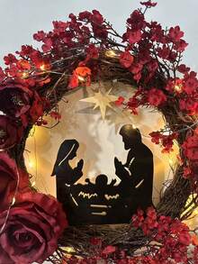 Luminous Virgin Mary Joseph Jesus Nativity Holy Jesus Christmas Wreath New Style - Multicolor - View 6
