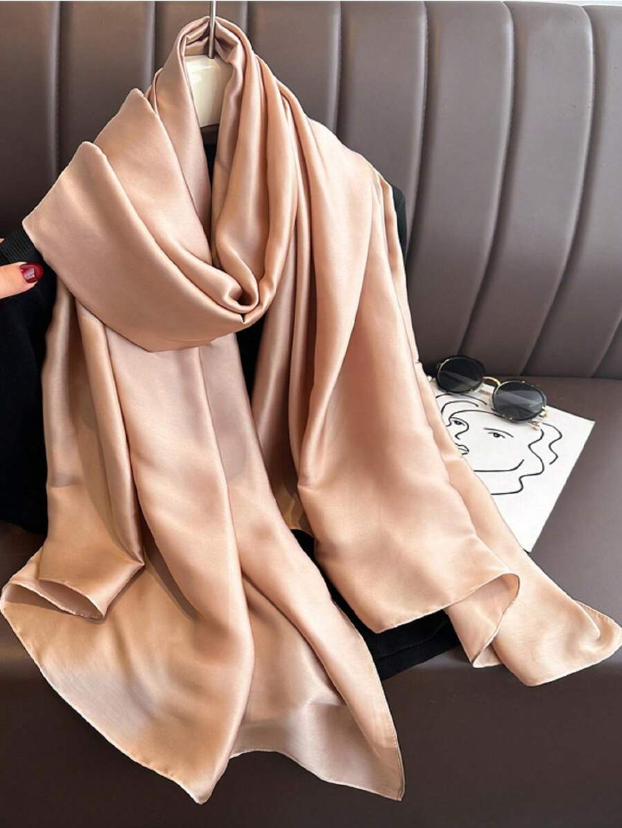 1pc Women Fashionable Creative Gradient Handpainted Satin Scarf Accessories Women - Champagne - View 1