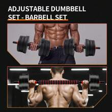 44LBS  Adjustable Dumbbells Weights Sets, Non-Slip Barbell Weight Set With Connector, Workout Strength Training Equipment For Men Women Home Gym - Black - View 3
