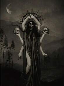 1 件万圣节黑暗学院派艺术黑死病海报印刷品适用于客厅家居装饰北欧哥特式恐怖女巫帆布画墙画无框架 - 彩色 - 查看 48