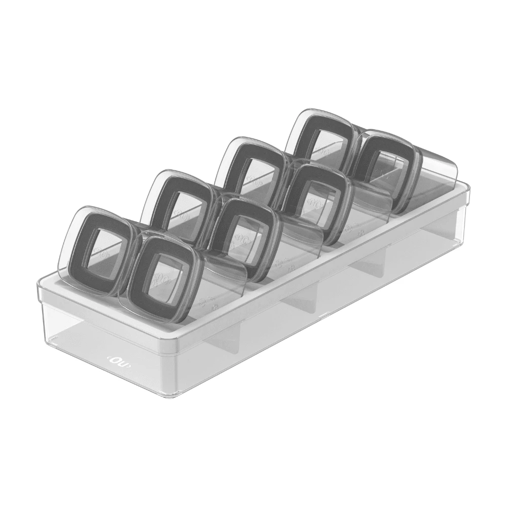 Airtight Spice Jar With Stand 9 Pieces For Kitchen Cabinets Drawers - trắng - Xem 1