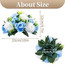 6pcs Artificial Flowers Silk Rose Flowers For Wedding Centerpiece Party Birthday Anniversary Floral Arrangement Decorations - 6件-藍色 - 查看 3