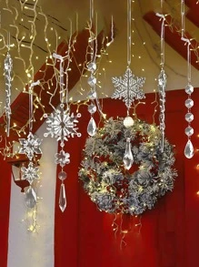 5/6/10/18 Pcs Home Decor Christmas Acrylic Transparent Snowflake Pendant Christmas Icy Decorative Pendant Christmas Tree Crystal Set Pendant,Christmas Tree Decorations Christmas Ornaments,Christmas Atmosphere Decoration Props, Christmas Decorations Gift, Wedding Birthday Party Holiday Decorations, Christmas Decor, Room Decor, Home Decor Winter