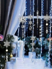 5/6/10/18 Pcs Home Decor Christmas Acrylic Transparent Snowflake Pendant Christmas Icy Decorative Pendant Christmas Tree Crystal Set Pendant,Christmas Tree Decorations Christmas Ornaments,Christmas Atmosphere Decoration Props, Christmas Decorations Gift, Wedding Birthday Party Holiday Decorations, Christmas Decor, Room Decor, Home Decor Winter