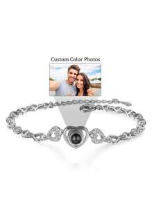 1 Stück personalisiertes Herz-förmiges Projektionsarmband, personalisierte Herzbild Projektion Armband für Frauen, Geschenk für Freundin, Valentinstag Geschenk, Weihnachtsgeschenk, Muttertags Geschenk