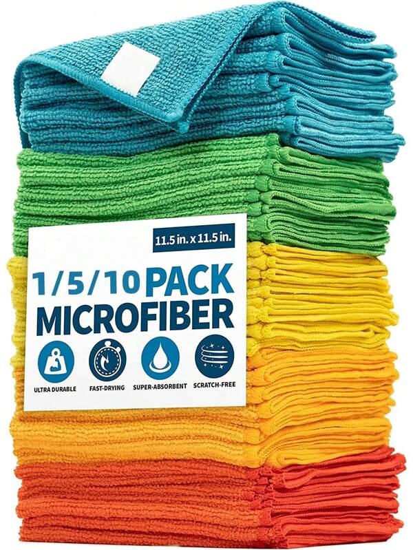 HYER KITCHEN 5 pièces Chiffons de nettoyage de couleurs aléatoires, taille : 32 cm x 32 cm, pour le nettoyage extérieur et de bateau, la cuisine, la salle de bain, la maison, fournitures ménagères