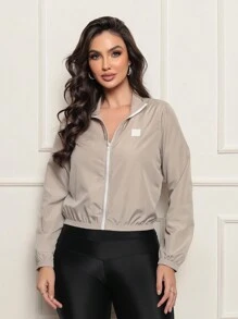 Women's Microfiber Cropped Jacket Water Resistant And UV Protection - Versatility Comfort Style - Khaki - View 4