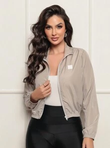 Women's Microfiber Cropped Jacket Water Resistant And UV Protection - Versatility Comfort Style - Khaki - View 1