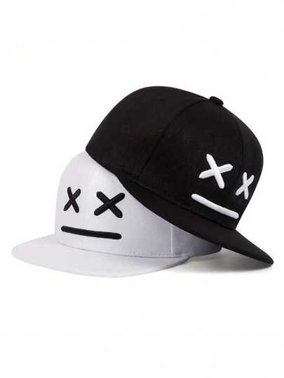 1pc Unisex Kids Hip Hop Cap With XX Ghost Face Embroidery, Adjustable Outdoor Sun Protection Casual Hat, Suitable For Boys And Girls In Spring And Autumn
