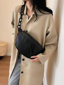 女士时尚亚克力链条肩带包，时尚别致的单肩包/腰包/胸包 - 黑色 - 查看 3