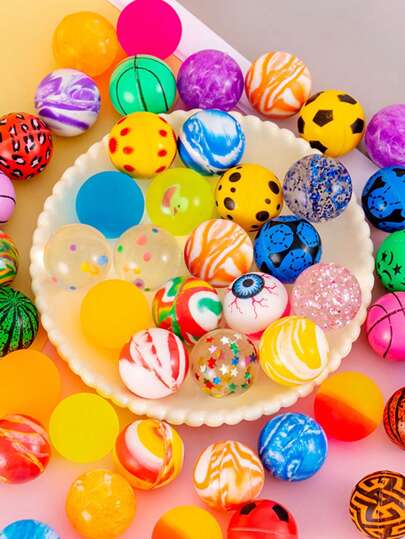 5 Peças/10 Peças/20 Peças Múltiplos Estilos, Bolinhas Elásticas de Borracha Transparente em Qualquer Cor, Bolinhas de Salto Sólidas e Criativas, Pequenos Presentes para Festivais, Aniversários e Festas, Adequadas para Bolinhas de Alívio de Estresse sob Alta Pressão, Bolinhas, Bolinhas Quicantes, Bolas