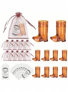 Paquete de 30 recuerdos de fiesta vaquera, incluye 10 piezas de botas de vaquero, 10 piezas de bolsas de regalo y 10 piezas de tarjetas de agradecimiento, suministros de fiesta con temática occidental de vaquera y vaquero para despedida de soltera, fiesta de cumpleaños - Rosa Roja - Ver 6