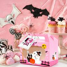TIMBLESSING 12pcs Halloween Gift Boxes With Window, Pumpkin, Ghost, Haunted House Patterns, Portable Paper Gift Boxes For Party Favors, Halloween Decorations And Props - Colorful - View 5