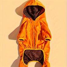 1pc Dog Raincoat, 4-Leg Waterproof Clothing For Large Dogs, Summer - Orange - View 3