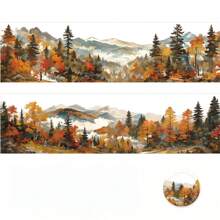 1卷自然疗愈系列胶带，精美自然山水水墨画连续山河主题贴纸胶带，防水PET材质，适用于剪贴簿、笔记本装饰、相框、手机壳、杂志、文具盒、个性化贴纸、学习用品、圣诞礼物、女士礼物 - 彩色 - 查看 11