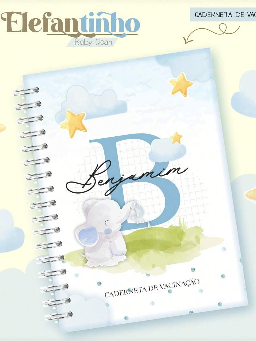 Vaccination Booklet Hardcover - Personalized For Boy - Little Blue Elephant - View 1
