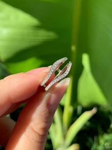 AIHUASI 1枚925纯银弧形结婚戒指，女士戒指增戒，适合搭配订婚戒指，镶嵌5A级立方氧化锆，精致珠宝礼品 - 銀色 - 查看 6