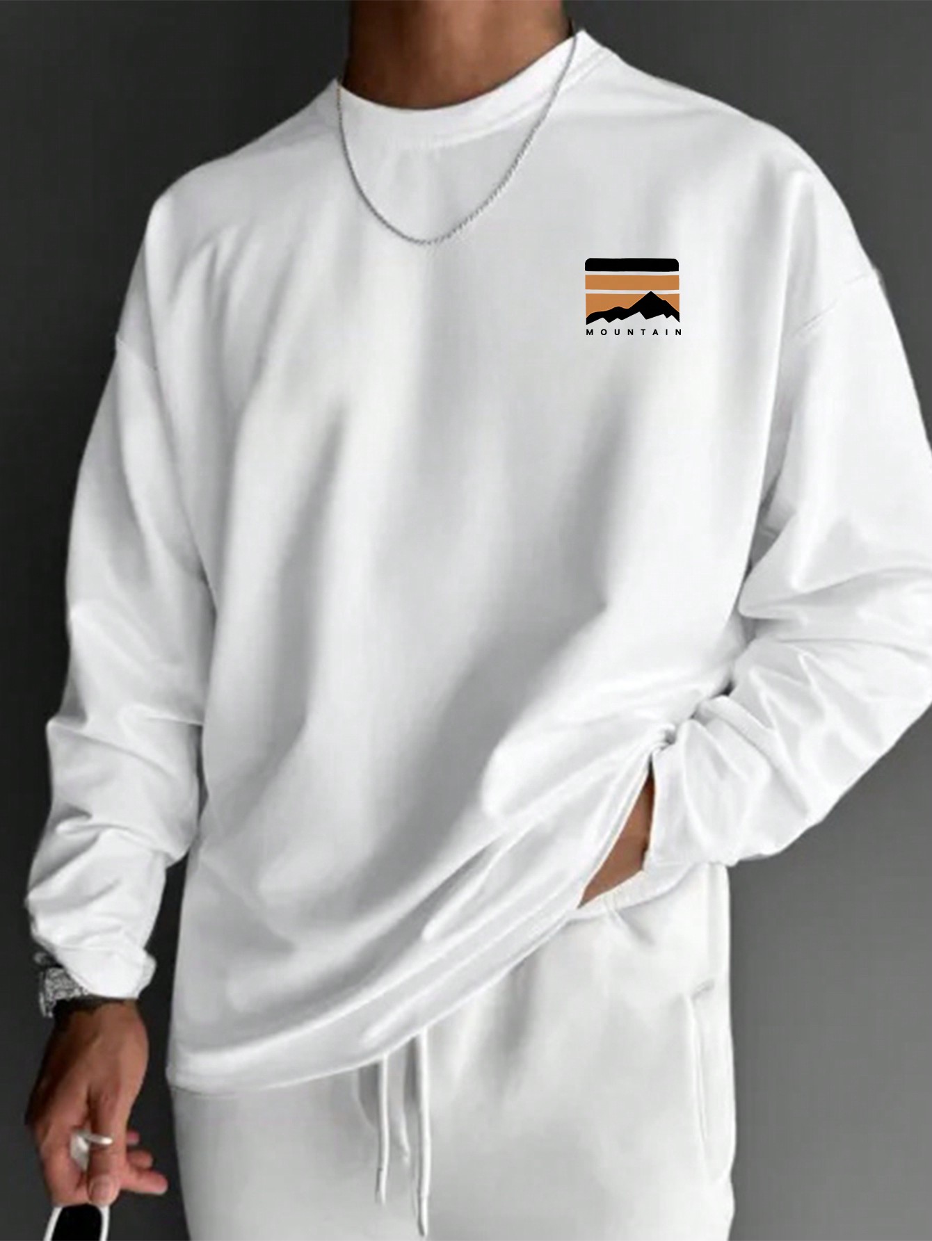 Men's Simple Patterned Crew Neck Long Sleeve T-Shirt,Graphic Tee