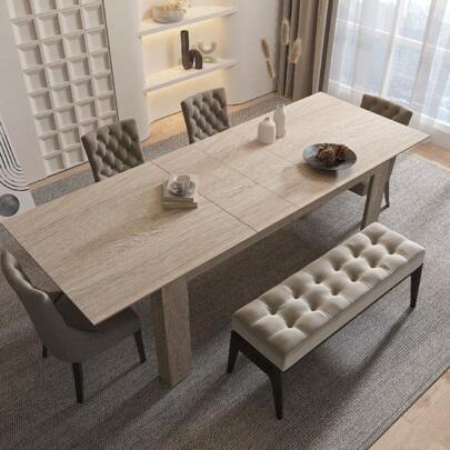 Extendable Dining Table For 6-10 Person, Wooden Dining Room Table(No Seater Included)