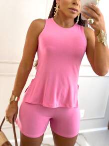 Women's Set Sara Shorts And Elastane Knitted Blouse Comfort Fashion Blogger Spring-Summer 2025 - Xem 1