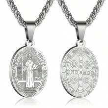 Saint Benedict Necklace For Men  Medal Stainless Steel Saint Benedict Of God Pendant Medallion Holy Saint Benedict Charm - Saint Benedict - View 9