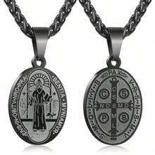 Saint Benedict Necklace For Men  Medal Stainless Steel Saint Benedict Of God Pendant Medallion Holy Saint Benedict Charm - Saint Benedict - View 6